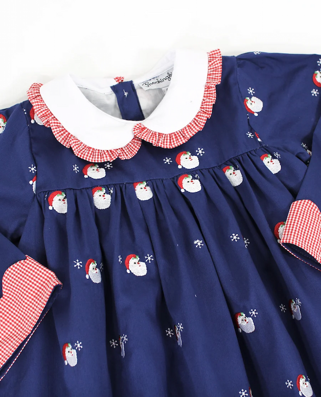 Embroidered Santa Navy Dress