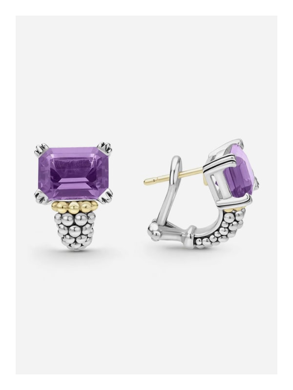 Medium Amethyst Huggie Earrings