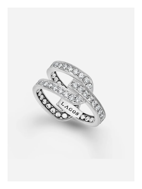 Silver Caviar Linear Diamond Ring