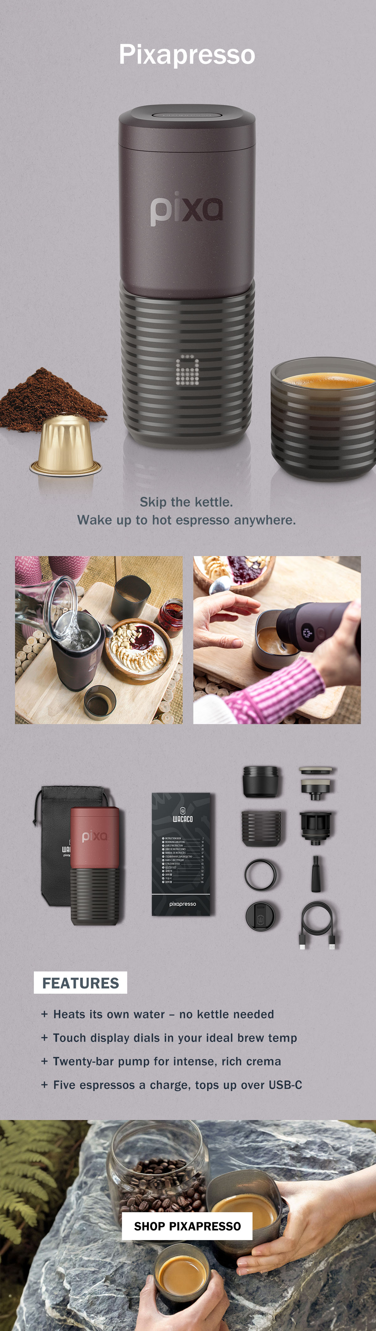 Wacaco Pixapresso | Electric Portable Espresso | WildBounds