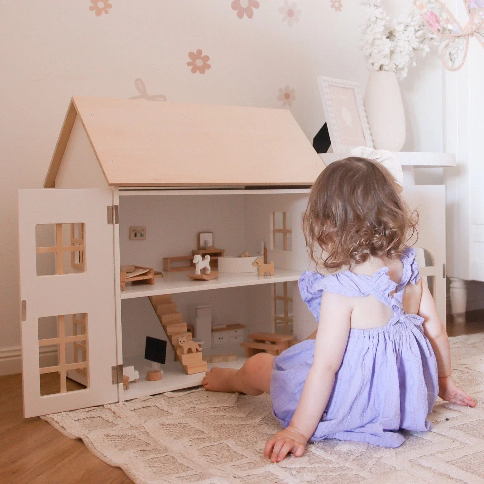 Image of ELSA Doll House with Furniture & Doll Family Set