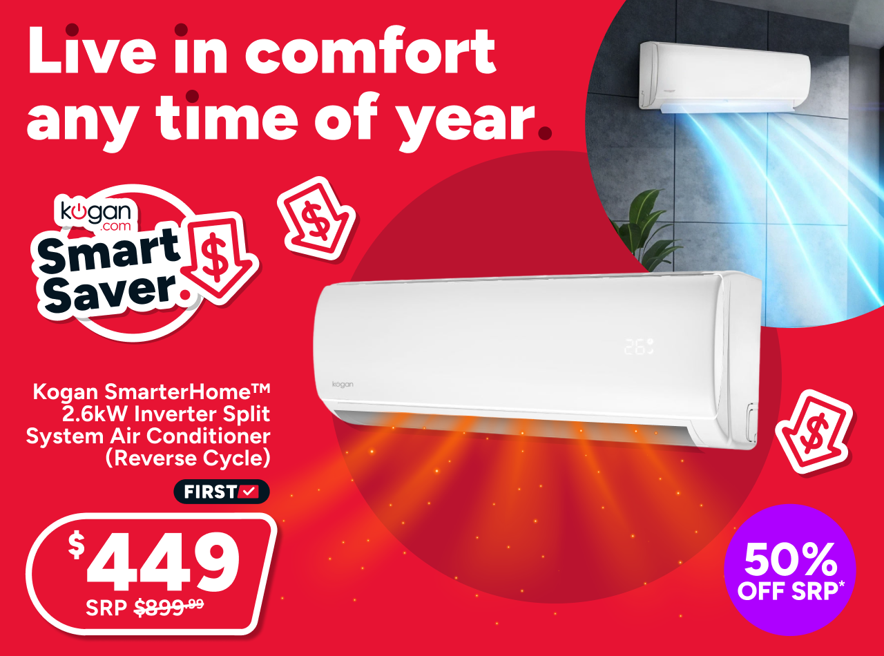 Kogan SmarterHome™ 2.6kW Inverter Split System Air Conditioner (Reverse Cycle)