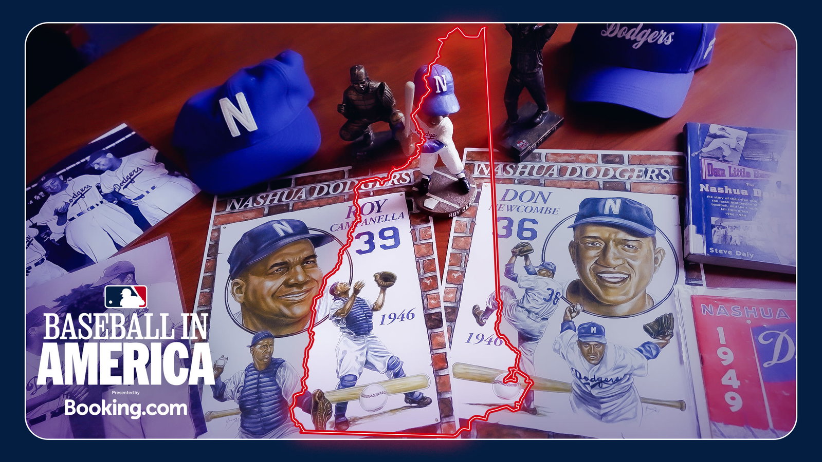 Images of Roy Campanella and Don Newcombe among Nashua Dodgers ephemera