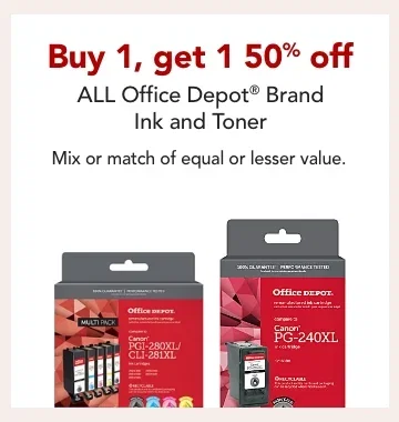 buy 1 get 1 50% all office depot ink & toner