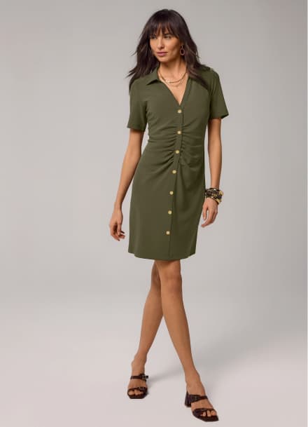 Beyond Travel Collared Ruched Short Dress