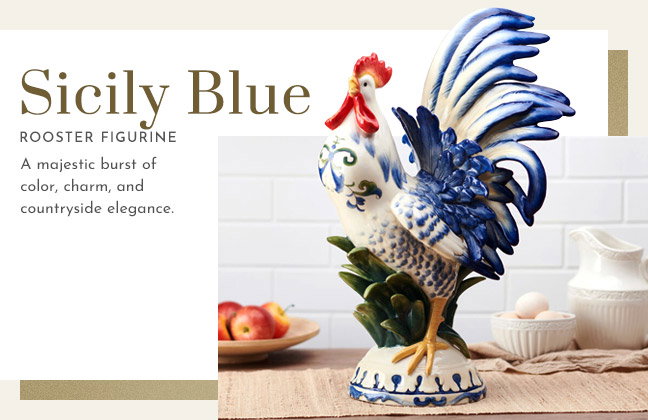 Sicily Blue Rooster Figurine ----- Shop Now