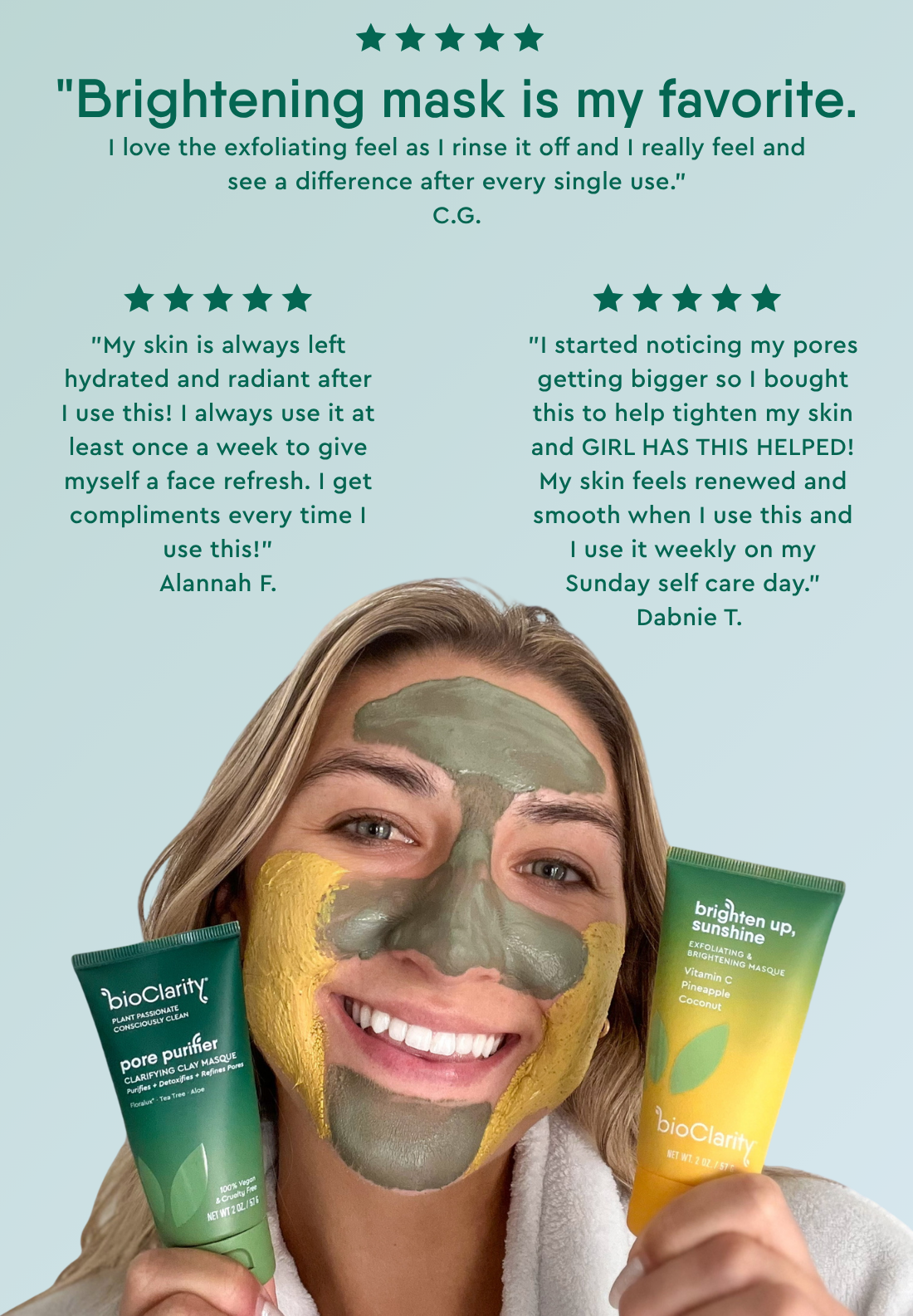 Pore Purifier Clarifying Masque, Glow Getter Hydrating Masque, Brighten Up, Sunshine Exfoliating & Brightening Masque