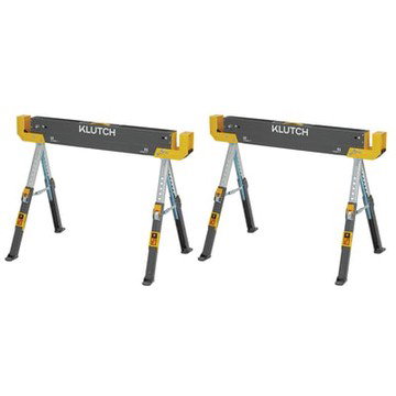 Klutch 32in. Adjustable Steel Sawhorses, 1300-Lb. Capacity, 2600-Lb. Total Capacity, Pair