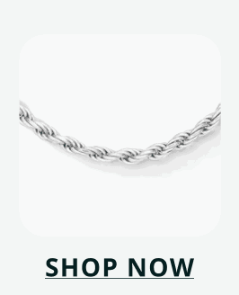Sterling silver rope chain necklace. Click here to shop now