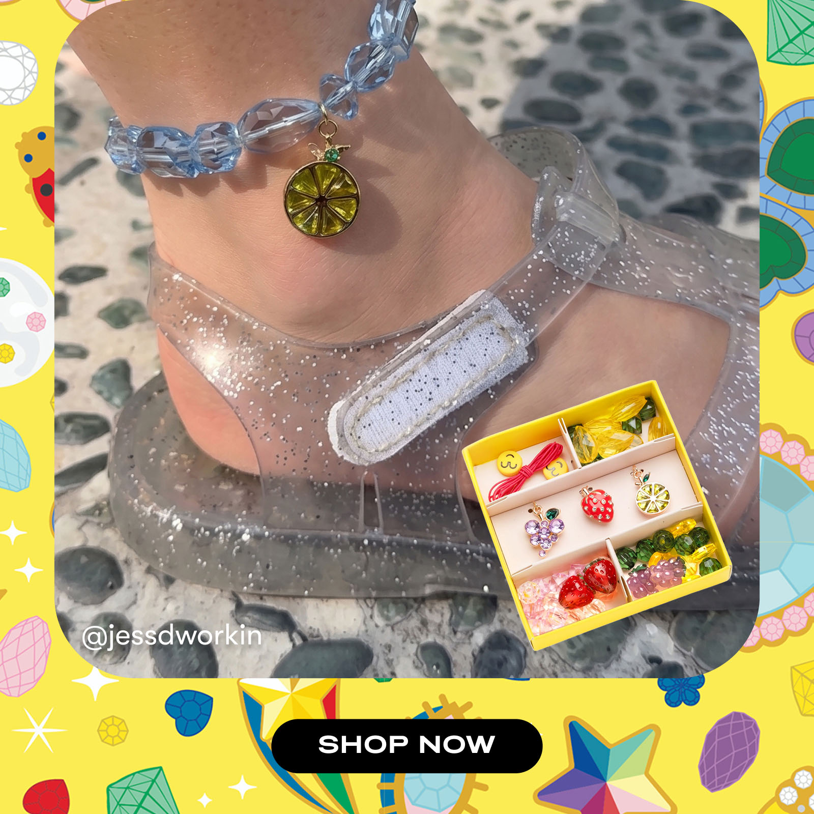 Create an anklet with our mini bead kits