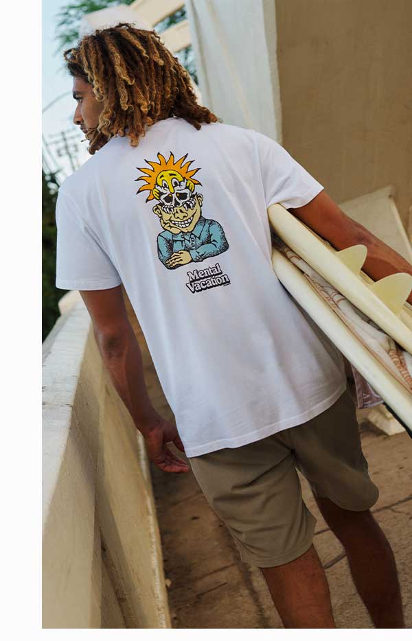 Male model in our George 64 Relaxed Bull Denim Short