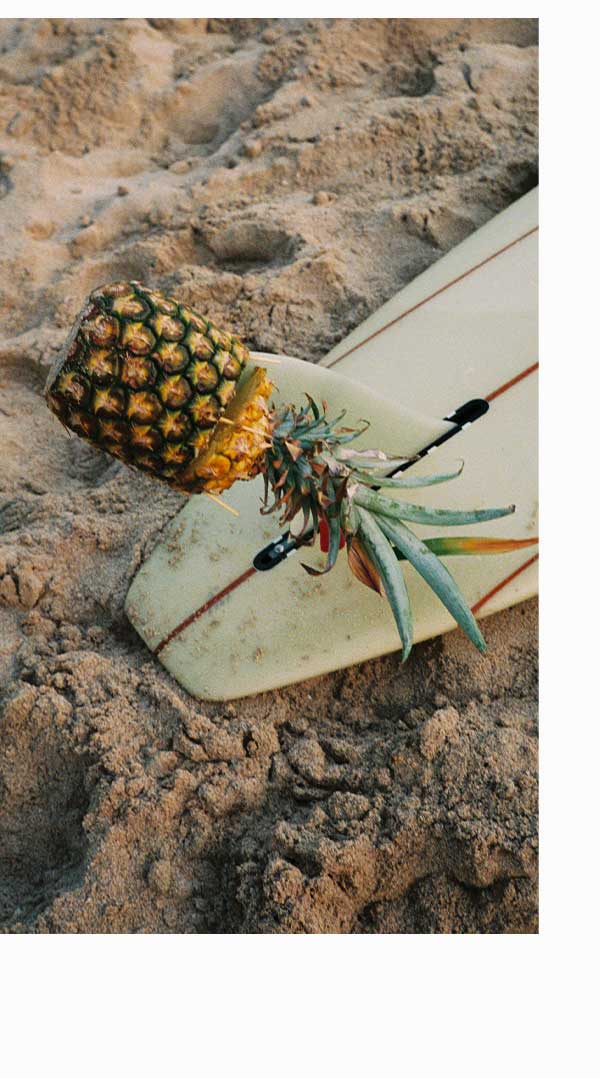 Pineapple on a surfboard