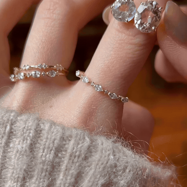 Overview of pieces in the Moonstone Collection, shown worn by a model
