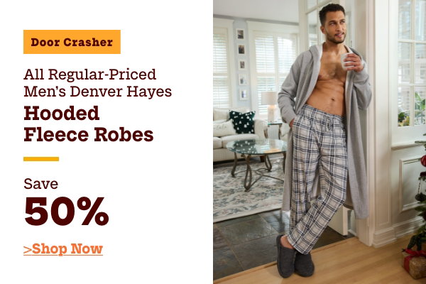 Door Crasher All Regular-Priced Men's Denver Hayes Hooded Fleece Robes Save 50%