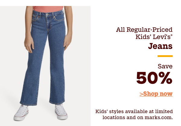 All Regular-Priced Kids' Levis Jeans Save 50%