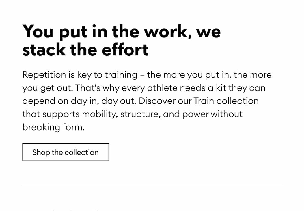 You put in the work, we stack the effort | Shop the collection