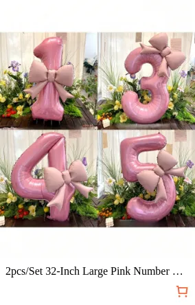 2pcs/Set 32-Inch Large Pink Number...