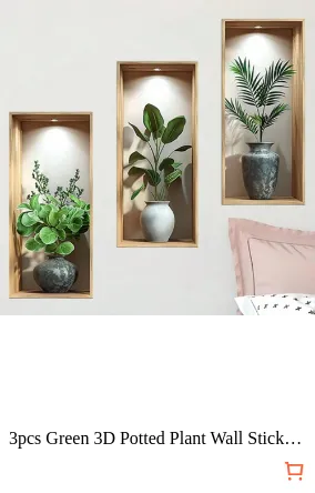 3pcs Green 3D Potted Plant Wall...