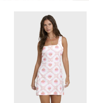 Sunlit Sky Mini Dress - Breathable cotton-viscose slub, it features a regular fit, sleeveless shape, smocked back bodice