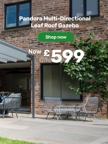 Pandora Multi-directional leaf roof gazebo. Now £599 - shop now