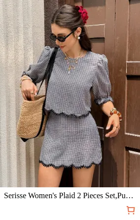 Serisse Women s Plaid 2 Pieces Set...