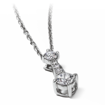White gold diamond drop necklace.