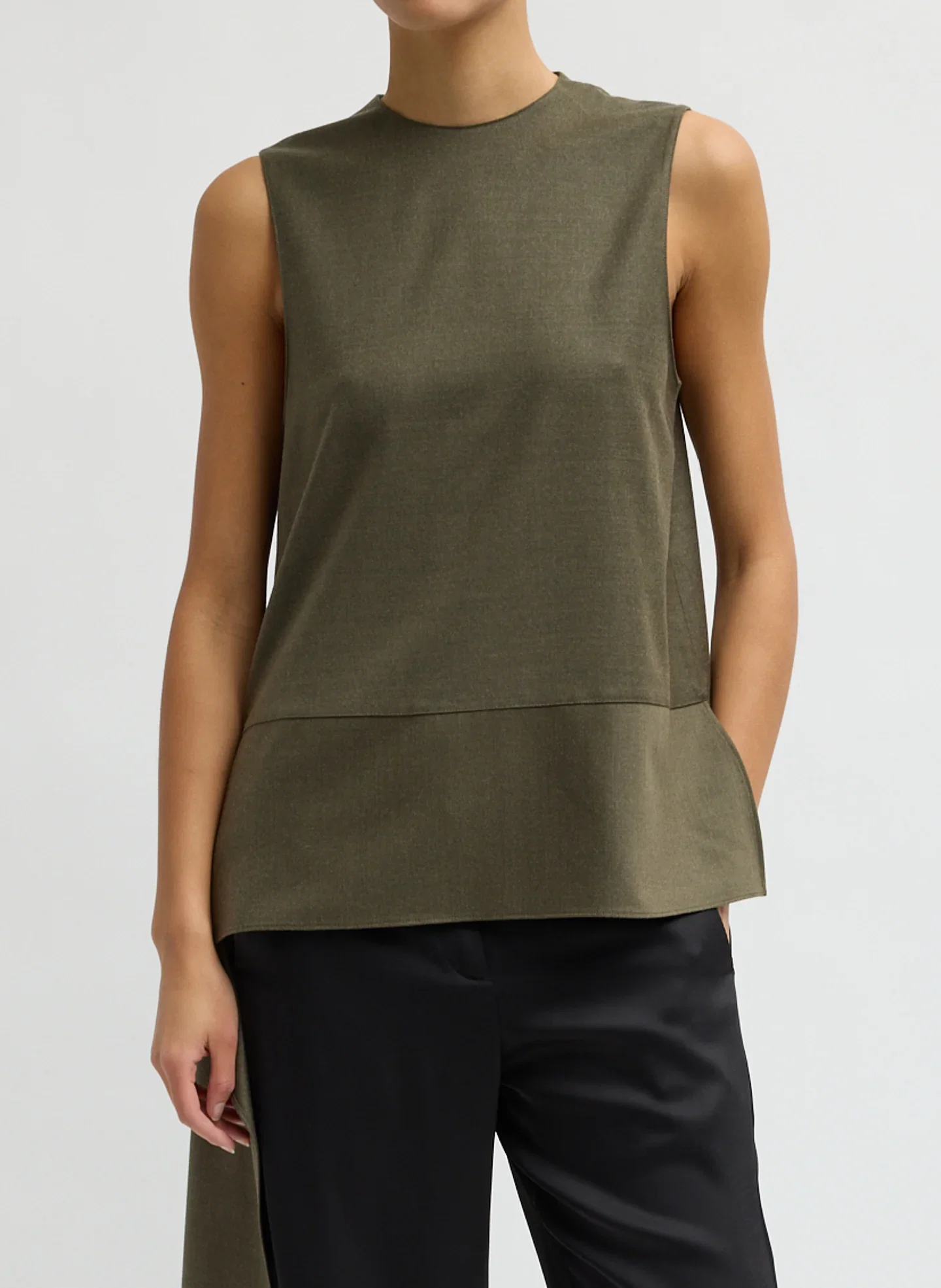 Image of Cozy Flannel Asymmetrical Sleeveless Top