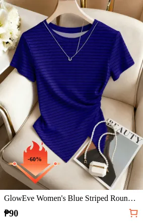 GlowEve Women s Blue Striped Round...