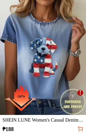 SHEIN LUNE Women s Casual Denim...