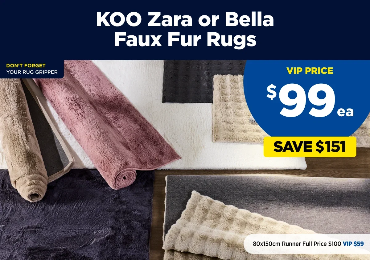 Koo Zara or Bella Faux fur Rugs