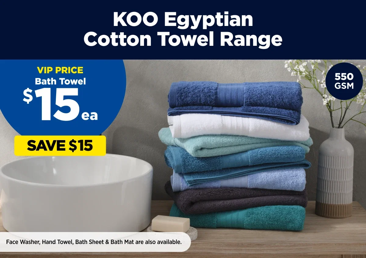 Koo Egyptian Cotton towel Range