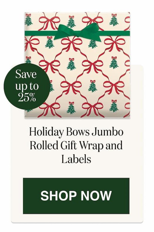 Holiday Bows Jumbo Rolled Gift Wrap and Labels [Click here to Shop Now]