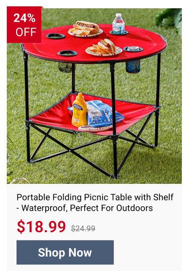 Portable Folding Picnic Table with Shelf - Waterproof, Perfect For Outdoors