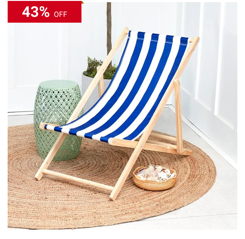 Foldable Patio Sling Lounge Chair with Stripes