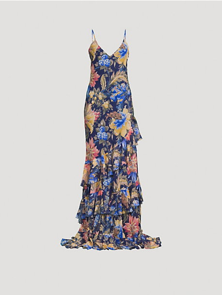 Ruffled Gown In Floral Print