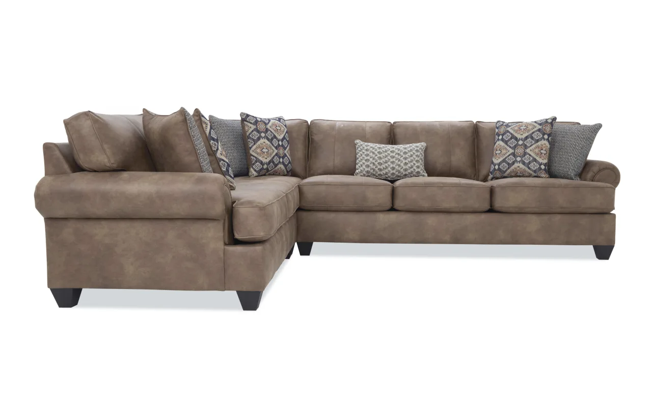 Raleigh Cognac 108'' 3 Piece Left Arm Facing Sectional