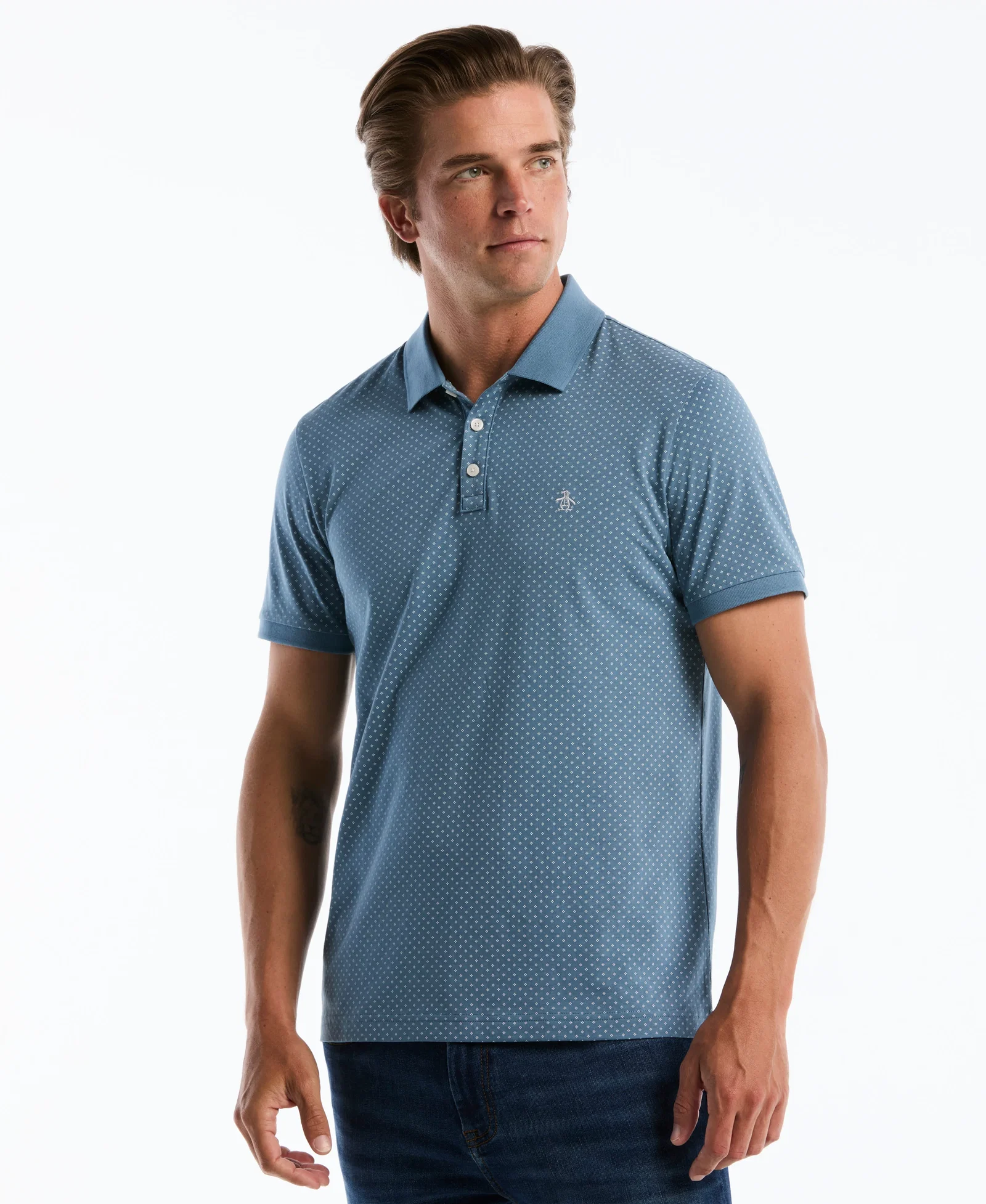 Image of All-Over Diamond Ditsy Print Polo
