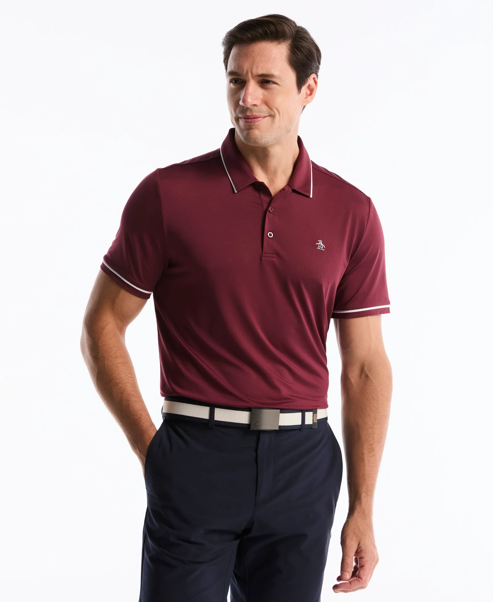 Image of Contrast Tipping Solid Golf Polo