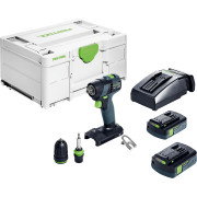 Festool TXS 18 18V Brushless Drill Driver, Chuck Attachments, 2x 3.0Ah Batteries, Charger & Case