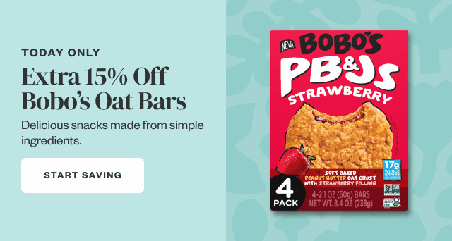 Today Only: Extra 15% Off Bobo's Oat Bars. Start Saving.