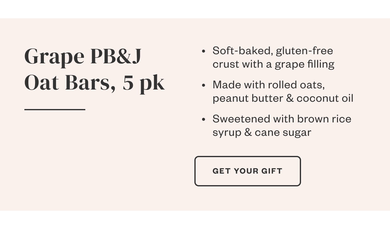 Grape PB+J Oat Bars, 5 pk. Get Your Gift.