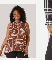 Chain Trimmed Abstract Print Top