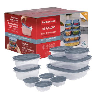 Rubbermaid Easy Store 20pc Large Rectangle Food Storage Container Set Lakes