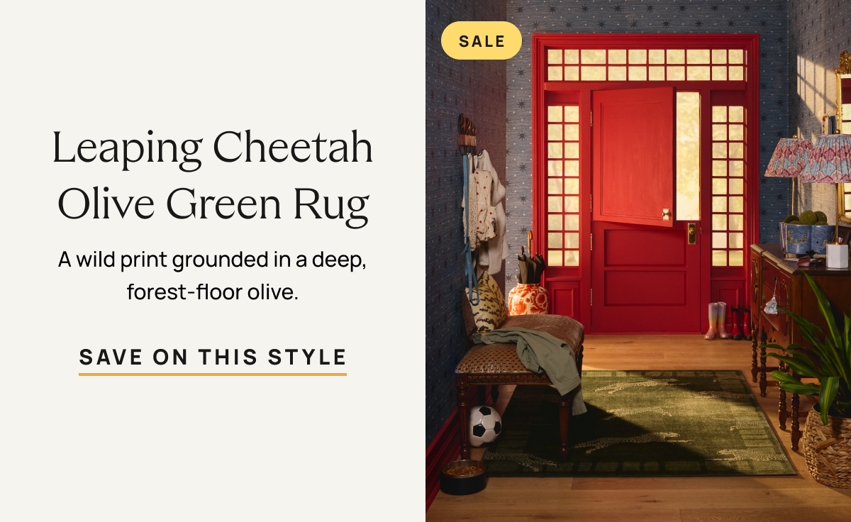 Leaping Cheetah Olive Green Rug