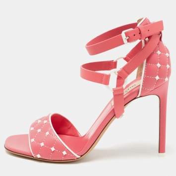Pink/White Leather Rockstud An