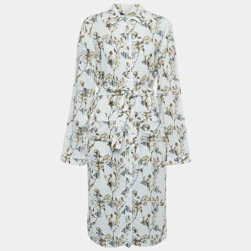 White Floral Logo Print Crepe 