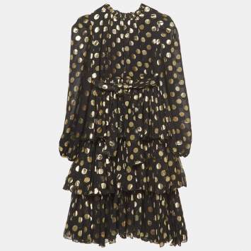 Black/Metallic Polka-Dot Chiff