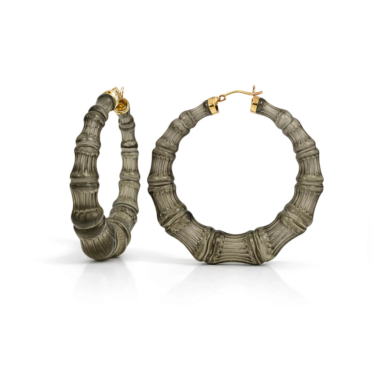 Image of Blackberry Lucite Bamboo Hoop Earrings