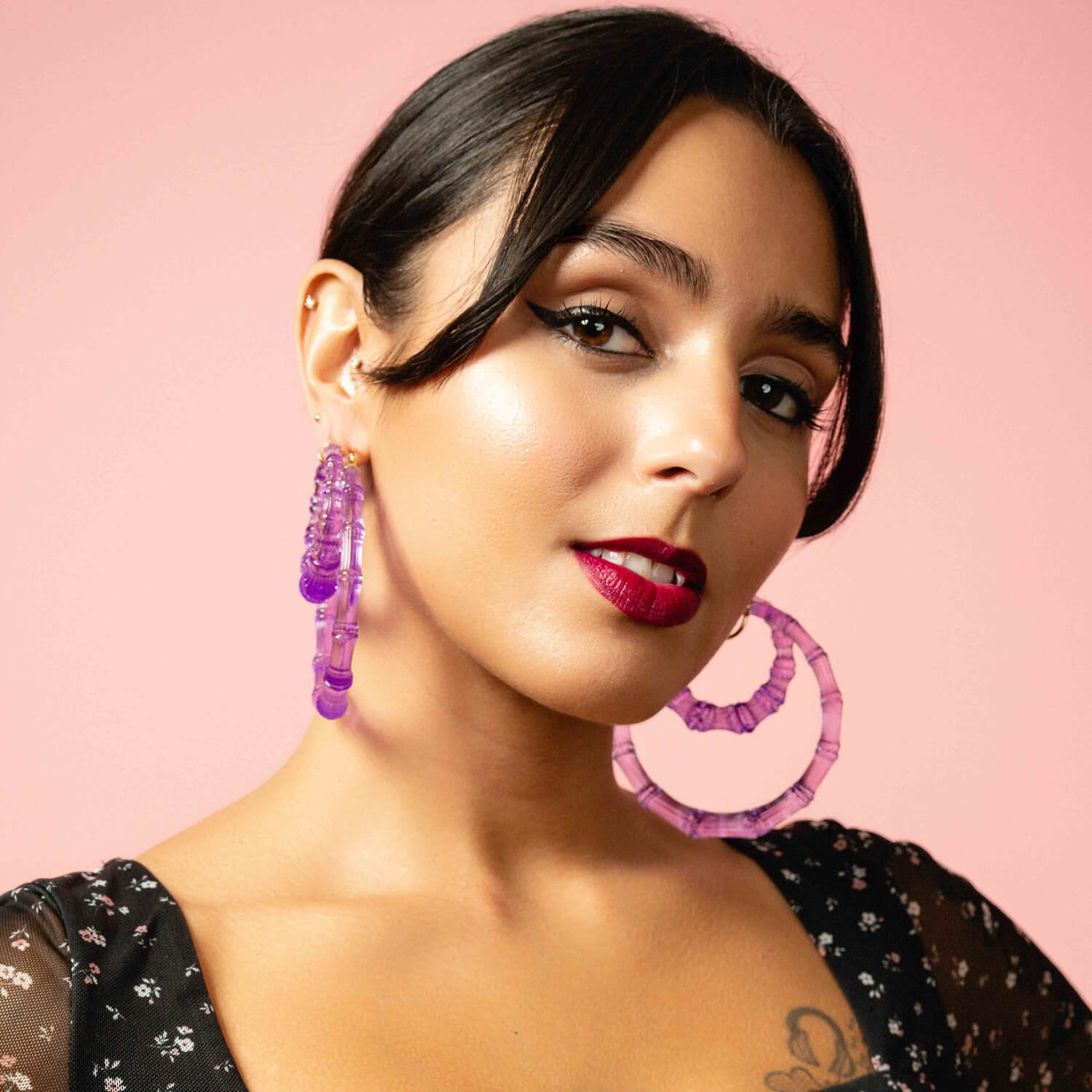 PURPLE BAMBOO HOOPS