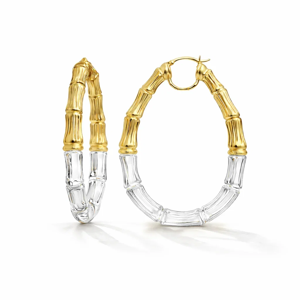 Image of Duchess Bamboo Lucite Hoop Earrings